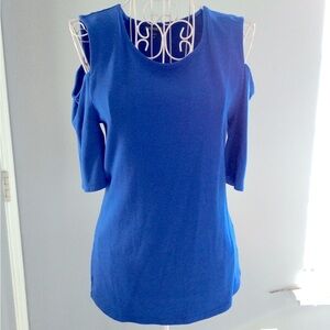 Express Women Royal Blue short sleeve shirt top off shoulder